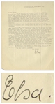 Elsa Einstein Letter Signed From 1933, Shortly After She and Albert Moved to Princeton -- ...Albert mostly avoids showing up...every appearance of his...has always caused tremendous excitement...